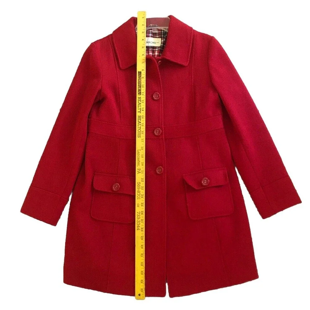 Cherokee Coquette Car Coat Womens Sz M VTG Red Fitted Babydoll Retro Rockabilly